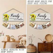 2D Flat, 1 Set Rustic Wooden Photo Display Frame, Family Theme Wall Decor With Clips, Suitable For Home Decoration, New Home Gift, Farmhouse Style Lightweight Design, Home Decor - A - View 5