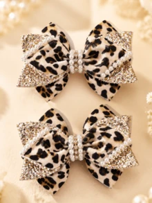 2 Buah Jepit Rambut Pita Motif Leopard untuk Anak Perempuan, Jepit Rambut Modis Lucu, Jepit Rambut Buaya, Hadiah, Aksesori Rambut untuk Pesta & Pemakaian Sehari-hari - MultiWarna - View 8