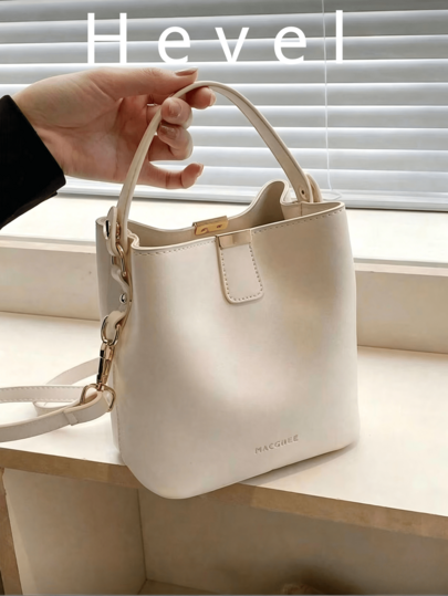 Hevel, 1 chiếc túi xách thời trang mini màu trơn thanh lịch phong cách casual, túi đeo vai, túi đeo chéo nữ dây đeo điều chỉnh được, túi xô, đi mua sắm hẹn hò