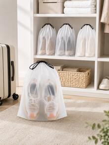 5/10/20 Pairs Matte Transparent Plastic Sports Shoes Storage Bags, Reusable Drawstring Shoe Boxes, Home Organization - Clear - View 7