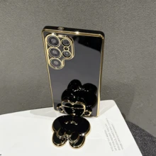 時尚高端防震可愛兔子電鍍化妝鏡手機殼，適用於 Galaxy S26-S20、A02S-A07、A11-A17/A20-A70、Note 7/8/9/10/11/12/13/14/15、A5/A3/A2/A1/9/10/12/13C/14C/15C、Honor Magic 5/6/7 Lite、HW、Reno - 黑色 - 查看 5