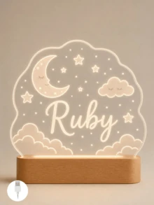 Customized Name LED Light, Cloud Moon Star Design, Warm Home Decor Lamp - Multicolor - View 5