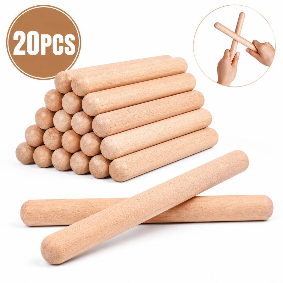 1-32 Pcs Of Classical Wooden Percussion Instruments, 8-Inch Rhythm Natural Hardwood Sticks, Musical Instruments, Musical Instruments, Otamatone, Silicone Finger Sleeves, Clapper Sticks