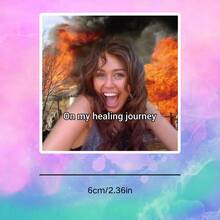 Miếng dán vinyl chống nước hình cô gái cười trên nền nổ với dòng chữ "On My Healing Journey" - bề mặt nhẵn bền, miếng dán tự dính, phù hợp cho ô tô, cửa sổ, laptop, xe tải, bình nước - thiết kế đa năng bền bỉ, miếng dán ô tô - Một cỡ - Xem 3
