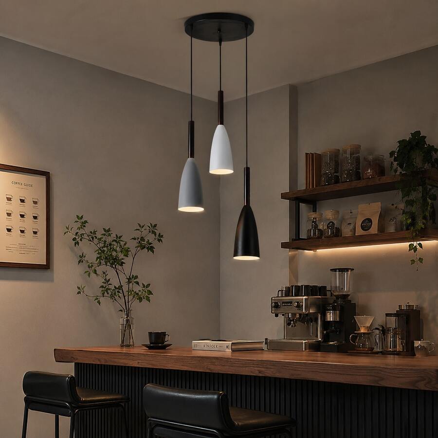 1PC, Nordic Style E27 Warm White Pendant Light Suitable For Kitchen, Living Room, Cafe, Pendant Light, Single Head, Triple Head, Macaron Color (Bulb Not Included) - Black - View 1
