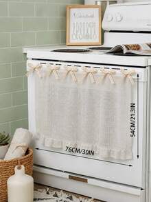 Farmhouse Style Oven Door Curtain With Lace Tie, Semi-Transparent Textured Polyester Kitchen Decor, Decorative Oven Handle Cover Curtain, 30 X 21.3 Inches - Multicolor - View 2