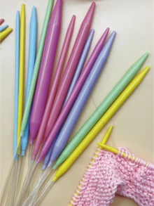 12件組圓形棒針套組附透明收納管，31.81英吋彩色塑膠圓形毛衣針，尺寸3.5mm-12.0mm，適合初學者與資深愛好者的編織鉤針工具，可用於毛衣編織、圍巾製作、居家DIY手工藝 - 環形彩色毛衣針 - 查看 4
