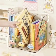 1/2/3pcs Transparent Desktop Bookends, Acrylic Desk File Organizer, Office Student Book Organizer, Storage For Books, Notebooks, Files, Magazines, Suitable For Study, Office, Bedroom Home Decor - Multicolor - View 5