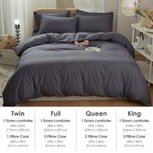 Luxury Solid Color Bedding Three-Piece Quilt Cover Combination (Including 1 Quilt Cover +2 Pillowcases), Selected High-Quality Fabrics, Pure Color And No Odor, Delicate And Smooth Touch, Suitable For All Seasons. - Grey - View 4