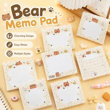 2026-1pc-Cute Bear Sticky Notes Set For Kids, Memo Pad Collection, Journal Planner Accessories, Classroom Supplies, Back To School Gift Choice, Birthday Gift Idea - Multicolor - View 2