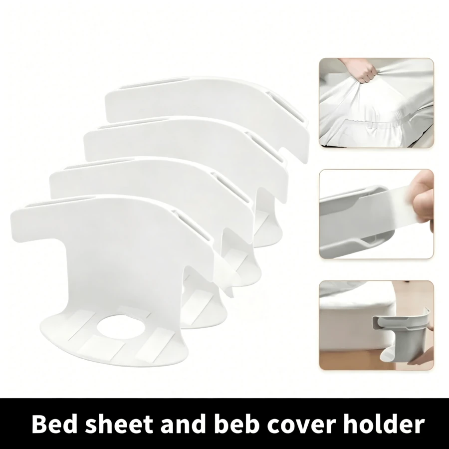 Bed Sheet Fixer 4Pcs Heavy-Duty Bed Sheet Stand - Anti-Slip Mattress Strap, Suitable For All Sizes Of Bed Sheets, Easy To Install For Use, Modern Mattress Fixer, Household Daily Use, Bedding Items (White)
