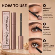zephoco Waterproof Brown Lash Curled Mascara, Smudge-Proof, Soft Lifted Lash Shape, Lasting Lash Curl Lift, Delicate Brush For Precise Application, Smooth Texture Easy Glide - Brown - View 6