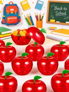 1/10/20pcs Apple-Shaped Candy Box And Pencil Sticker Set - Mini Candy Boxes With Lids, Red Apple-Shaped Candy/Toy Storage Containers, Suitable For Teacher Appreciation Day, Back To School, Party Favors, Birthday And Christmas Gifts, Exquisite Plastic Apple-Shaped Containers - Multicolor - View 7