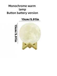 這款 3D 月亮造型小夜燈採用 USB 供電，可作為床頭燈使用。便攜輕巧，發出柔和光芒。是聖誕節、情人節和萬聖節的創意禮物，非常適合送給家人和朋友。 - 彩色 - 查看 13