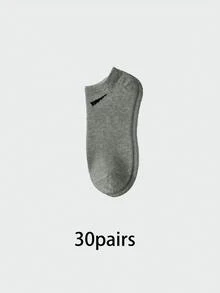 30 Pairs Men's Breathable Sports Socks, Fashionable Letter Print High Elastic Outdoor Running Socks, Comfortable Breathable, Anti-Odor, Antibacterial, Suitable For Daily Wear (1/3/5/10/15/20/30 Pairs) - A - View 9