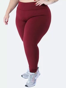 Plus Size Thermal Legging Pants Plush Cold Winter - Burgundy - View 2