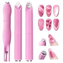 Pink 3Pcs Multi-Functional Cat Eye Nail Tool Set, Detachable Multi-Head Accessories For Heart, Square & Arc Nail Shimmer Effects - Pink - View 2