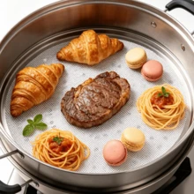 1 pieza Tapete de silicona grueso y redondo para vapor, resistente al calor alto, antiadherente y reutilizable, fácil de limpiar y lavable en lavavajillas, multiusos para cocinar al vapor dumplings, bollos bao, rollos, verduras y alimentos del hogar - Ver 2