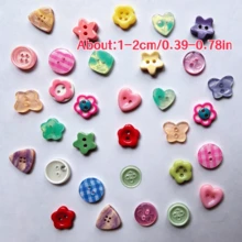 18/28/38/48/58/68入馬卡龍色樹脂鈕扣，愛心與花朵設計，適用於縫製、DIY手工藝與開襟衫 - 多色 - 查看 4