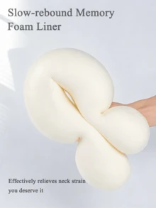 1pc Memory Foam U Shaped Neck Pillow Ergonomic Cervical Support Soft Plush Travel Headrest For Airplane Car Office Nap Adult Washable Long Trips - Multicolor - View 4