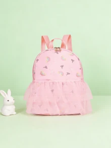 Back To School Season New Lightweight Backpack With All-Over Print Dance Girl Pattern, Cute Rainbow Unicorn Little Girl Pattern Fashion Travel Girls Dance Backpack School Bag, Flap Design Anti-Theft Drawstring Closure Lightweight Large Capacity Backpack - 813 Backpack - View 2