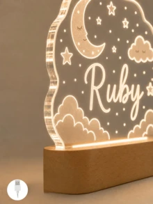 Customized Name LED Light, Cloud Moon Star Design, Warm Home Decor Lamp - Multicolor - View 7