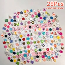 18/28/38/48/58/68入馬卡龍色樹脂鈕扣，愛心與花朵設計，適用於縫製、DIY手工藝與開襟衫 - 多色 - 查看 18
