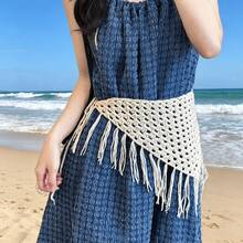 2/1pc Waist Accessories Belt Hand Woven Tassel Triangular Scarf Strap Fashionable And Versatile Fart Curtain Headscarf For Women - Multicolor - View 8