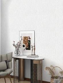 1 Roll - Easy-To-Apply White Self-Adhesive Wallpaper, Faux Linen Texture, Waterproof And Oil-Resistant - Perfect For Living Room, Bedroom And Kitchen Decoration | Seamless Striped Pattern, Removable, Enhances Living Room Style | Modern Interior Design | Self-Adhesive Material, Exquisite Home Decor - 2.8m Roll Of Material - View 9