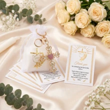 60pcs/20sets Cross Keychains (With Organza Gift Bags And Tags), Suitable For Baptism, Baby Shower, Birthday Party Favors, Religious Memorials And First Communion Gifts. Religious Theme Baby Shower And First Communion Guest Favors. - Multicolor - View 6