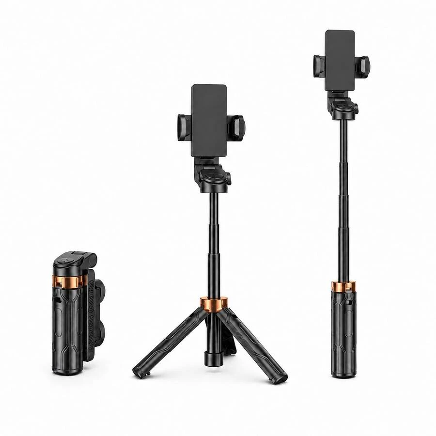 3-In-1 Selfie Stick With Tripod For Cell Phones, Dual LED Light, Bluetooth Remote Control - Ideal For Content Creators, Photos, And Videos - Negro - View 1