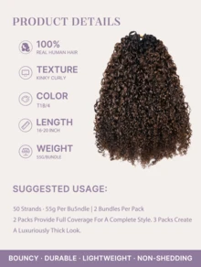 Y WIGS 55g 16-20英吋 #T1B/4 Miracle Knots 鉤編真人髮,100%純天然色真人髮,多種紋理捲曲真人髮接髮,16英吋 55g,柔軟耐用的羽毛鉤編髮,適合節慶、派對、日常穿著 - 彩色 - 查看 3