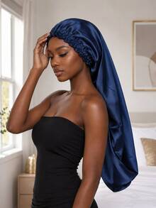 YPGVUO Extra Long Satin Hair Bonnet, Suitable For Braids And Dreadlocks, Silky Sleep Cap With Elastic Band, Solid Color Large Size Hair Bonnet, Women's Nighttime Headscarf - Multicolor - View 3