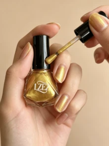 1 瓶水性指甲油 - LZEZ - 2026 新款 8ml 免烘烤可撕除持久快乾指甲油 學生適用 無酒精 - 金色 - 查看 8