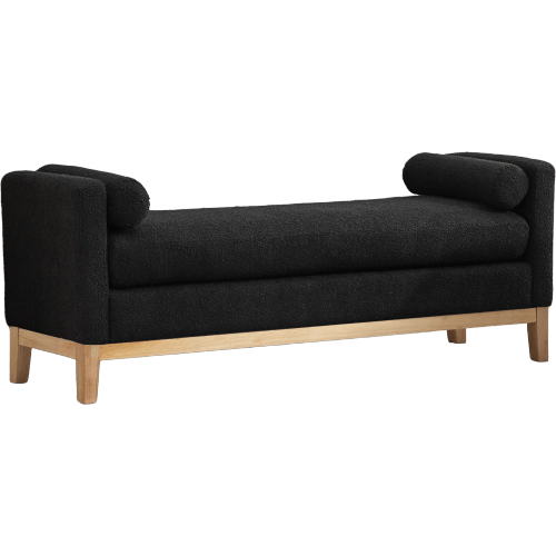 Elegant Upholstered Bench With Wooden Legs And 2 Cushions, Chaise Longue And Footstool For Bedside, Bedroom, Living Room, Entryway, IVORY