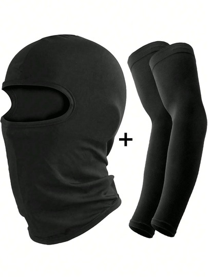 2pcs Balaclava Mask + Arm Sleeves Set, Summer Cooling Neck Gaiter, Unisex UV Protection Motorcycle Skiing Scarf, Summer UV Protection Full Head Mask Neck Guard, Suitable For Driving And Riding