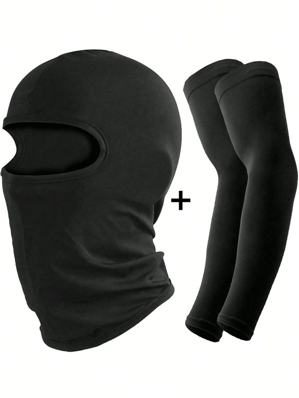 2pcs Balaclava Mask + Arm Sleeves Set, Summer Cooling Neck Gaiter, Unisex UV Protection Motorcycle Skiing Scarf, Summer UV Protection Full Head Mask Neck Guard, Suitable For Driving And Riding