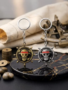 1/10pcs Anime One Piece Keychain Rotatable Straw Hat Pirates Pendant, Zinc Alloy Key Ring For Bag/Backpack/Keys, Cute & Cool Gift For One Piece Lovers - Multicolor - View 4