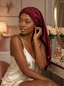 YPGVUO Extra Long Satin Hair Bonnet, Suitable For Braids And Dreadlocks, Silky Sleep Cap With Elastic Band, Solid Color Large Size Hair Bonnet, Women's Nighttime Headscarf - Multicolor - View 5