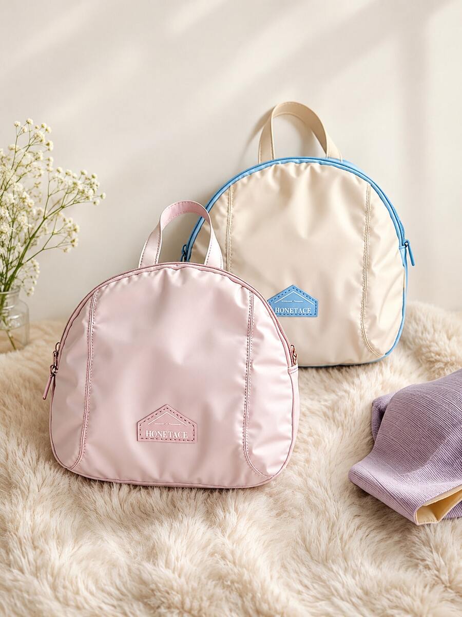 Polyester Zippered Compartment Storage Bag, Portable Washable Underwear Socks Clothing Organizer, Compact Design, Pink And Beige Available