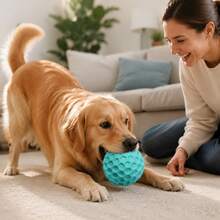 PETSIN 發聲狗球咀嚼玩具，高彈性無味球，適合幼犬與強咬犬，耐用耐磨，圓潤邊緣，室內外互動遊戲玩具 - 綠色 - 查看 4