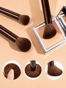 Set de Brochas de Maquillaje - 18 piezas de Alto Valor Multifuncional - Incluye 15 Brochas de Maquillaje + 2 Borlas de Polvo + Bolsa de Maquillaje - Fácil de Transportar - Almacenamiento Práctico - Base de Mango y Maquillaje de Color - Crea un Maquillaje Delicado - Café integral - Ver 4