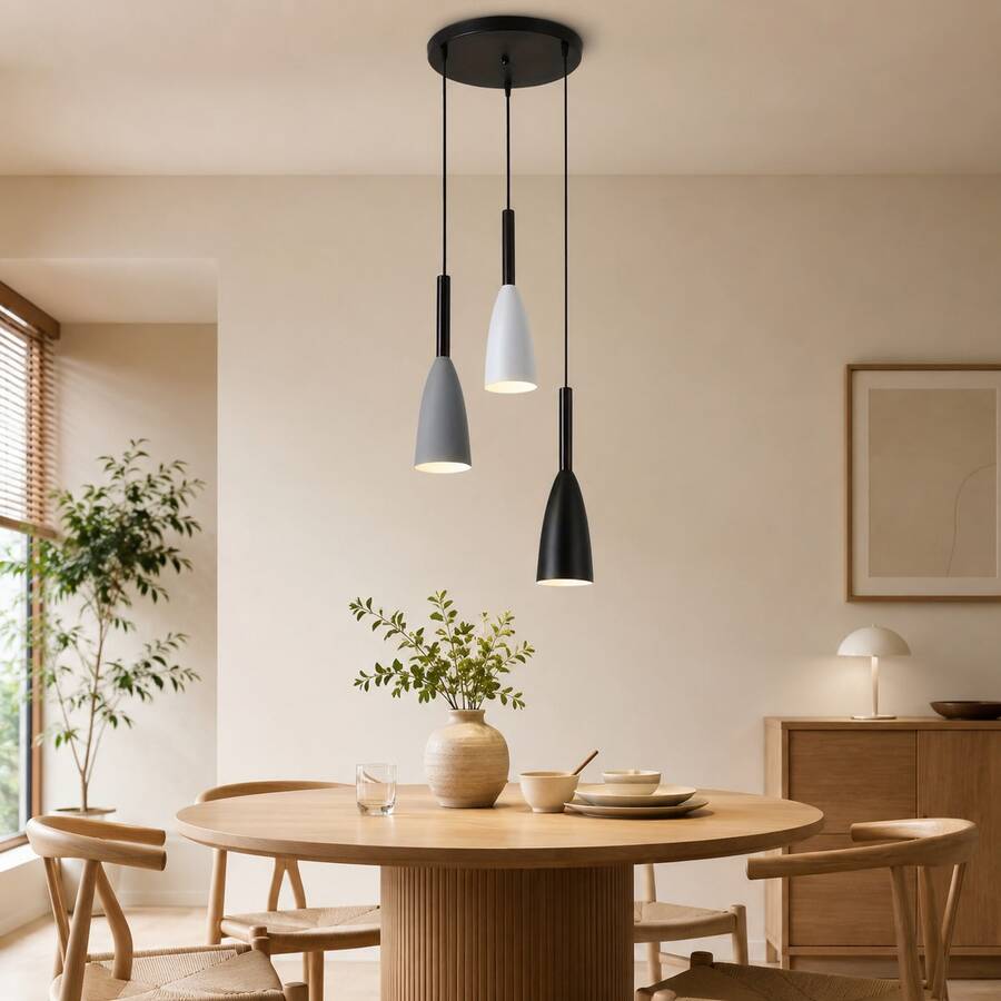 1PC, Nordic Style E27 Warm White Pendant Light Suitable For Kitchen, Living Room, Cafe, Pendant Light, Single Head, Triple Head, Macaron Color (Bulb Not Included) - Black - View 1