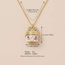 1pc Warm Heart Gift Box Necklace, Vintage High-End Style, Oil Drip Craft, 14K Gold Plated Copper Material, Suitable For Wife And Mother To Wear; Easily Match With Girls' Daily Outfits, Beach Vacation Parties, Music Festivals, Travel And Sightseeing Occasions; Charming Women's Jewelry, Women's Bracelet And Necklace, Small Accessories. - Multicolor - View 8