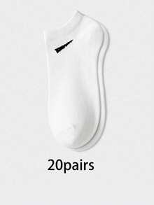 30 Pairs Men's Breathable Sports Socks, Fashionable Letter Print High Elastic Outdoor Running Socks, Comfortable Breathable, Anti-Odor, Antibacterial, Suitable For Daily Wear (1/3/5/10/15/20/30 Pairs) - A - View 15