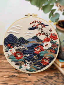 1pc Complete Embroidery Kit 20x20cm/7.9in 8 Patterns: Lilac, Daisy & Cornflower, Pansy, Balcony Succulents & Plant Stand Floral & Green Theme Suitable For Adult Beginners Includes Fabric, Instructions, Embroidery Hoop, Needle & Thread Perfect Gift Home/Office Art - A - View 17