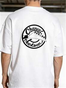 Vintage "Charvel Jackson" Guitar Pick Graphic Crew Neck Short Sleeve T-Shirt, Casual Rock Style, Great Gift For Guitar Fans - 白色 - 查看 1
