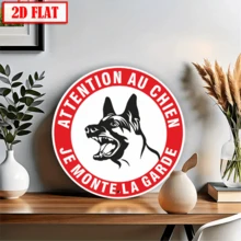 2D Plane - 1pc "Beware Of Dog" Warning Sign - 8x8 Inch Round Sign, Classic Red & White Design, Wall-Mounted, Durable & Lightweight, Suitable For Private Property Security, Dog Decoration, 2D Plane - Multicolor - View 5