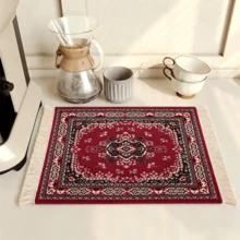 1pc Bohemian Style Non-Slip Coffee Mat, Absorbent Kitchen Countertop Table Mat, Coffee Accessory Mat, Heat-Resistant Placemat, Cup Draining Mat, Anti-Splash Desktop Protection Mat, Home Coffee Station Coffee Mat - Type a - View 1