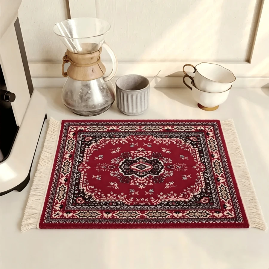 1pc Bohemian Style Non-Slip Coffee Mat, Absorbent Kitchen Countertop Table Mat, Coffee Accessory Mat, Heat-Resistant Placemat, Cup Draining Mat, Anti-Splash Desktop Protection Mat, Home Coffee Station Coffee Mat - Type a - View 1